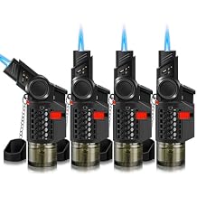 4 Pack of Torch Lighter, 30 & 45 Rotatable Windproof Jet Flame, with Safety Lock, Butane Gas Refillable Mini Jet Torch Lighters for Candle, Grill, Firework NO Gas