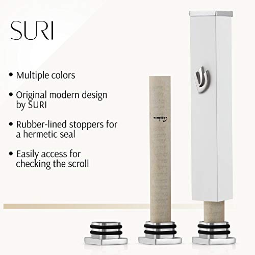 Suri White Modern Mezuzah Case ,Self Stick Mezuzah With Scroll For Door, 4" Mezuzah Waterproof And Weatherproof For Outdoors (1 Piece, White) #TOP6