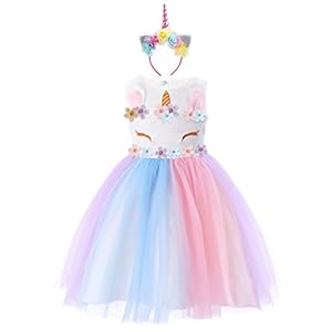 OBEEII Kinderen Eenhoorn Regenboog Jurk Cosplay Feestkostuum Fee Fancy Dress Prinses Tutu Rok voor Verjaardag Carnaval…