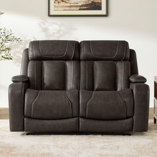 Image of Watson & Whitely Reclining Sofa Loveseat W Power Lumbar Leather Dark Brown