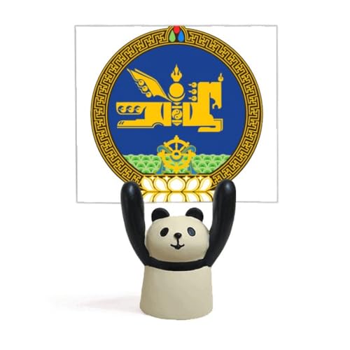 Porte-mémo blason de Mongolie et panda mignon pour bureau