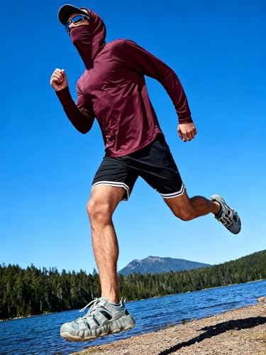 Image of 5 Pack Men's UPF 50+ Sun Protection Hoodie Shirts Long Sleeve Shirts Quick Dry Lightweight for Running Workout Hiking Fishing