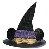 Disney Store Official Minnie Mouse Witch Hat for Kids - Halloween Party Costume Accessory with Golden Flecks, Ears, Organza Hatband, and Wired Brim - Fits Most - Matches Minnie Mouse Witch Costume