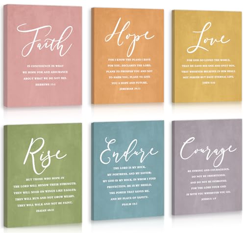 Image of CHDITB Scripture Religious Wall Decor, Faith Poster,Christian Home Artwork, Bible Verses Art Print Set Of 6(12x16 Inches) Christian Wall Art For Prayer College Dorm Room Decoration