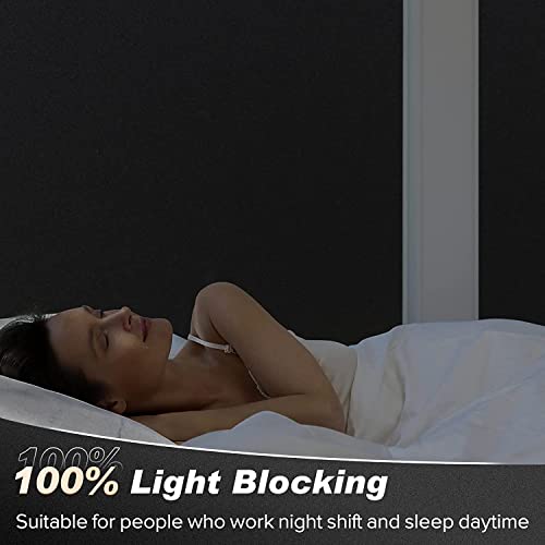Rabbitgoo Window Privacy Film, Frosted Blackout Glass Covering For Bathroom, Opaque Static Cling Heat Control Door Sticker For Day Sleep Light Blocker, Non-Adhesive (Matte Black, 35.4 X 78.7 Inches) #TOP1