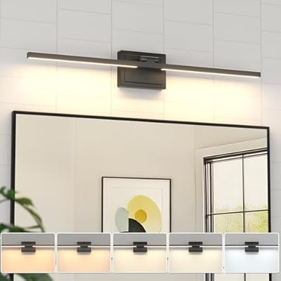 VOLISUN Bathroom Vanity Light 31.5 inch, 5CCT Dimmable, 28W LED Bathroom Light Fixture Over Mirror, Black Bar Vanity Lights for Bathrooms Mirror Cabinets -ETL Certificated