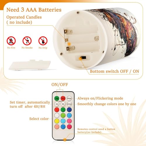 Image of ALAZA Butterfly Flickering Flameless Candles Battery Operated with Remote Timer,Tea Light Candles LED Pillar Votive Candles Set of 2 for Outdoor Indoor Decorations