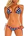 Dreamland Ovia Womens Sexy Bikini Set Halter Padded Top Scrunch Bottom American Flag Swimsuit Large