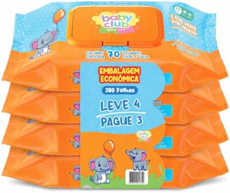 Lenço Umedecido Bebê Baby Club 280 Unidades 4x70 Aloe Vera Suave ...