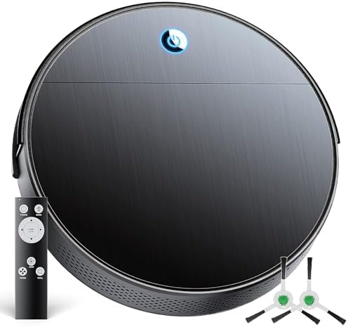 Galobao Robot Vacuum Cleaner, 2200Pa Strong Suction, Tangle-Free, Small and Quiet Robot Vacuum, 120 Mins Runtime, Auto Self-Charging Robotic Vacuum ideal for Low Carpet, Pet Hair, Hard Floors, black