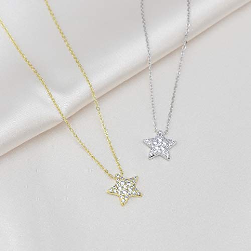 Heart Made Of Gold Cz Star Pendant Necklace (Silver) #TOP4