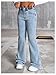 GORGLITTER Girl's Flare Jeans Cute Fashion Trendy Casual High Waisted Bell Bottom Denim Pants Bottoms with Pockets Medium Wash Blue 10 Years