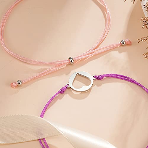 MANVEN First Day of School Bracelets for Mom and Daughter Back to school Gifts Mommy and Me Mother and Daughter Bracelets Matching Heart Wish Bracelets (Colorful)3