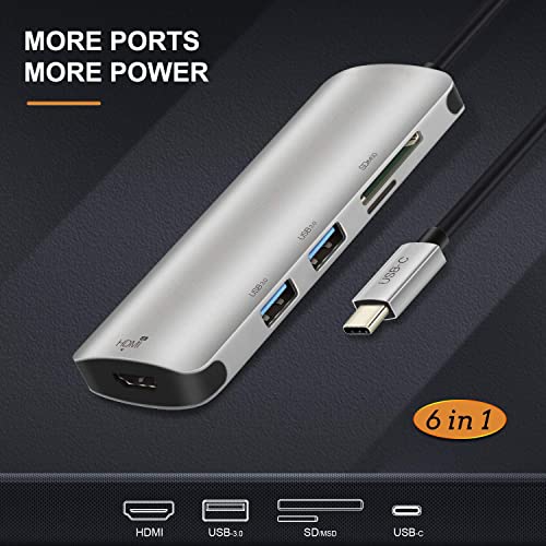 Image of Tobo USB C Hub HDMI Adapter, 6 in 1 Type C Hub Adapter (USB-C 6 in 1)