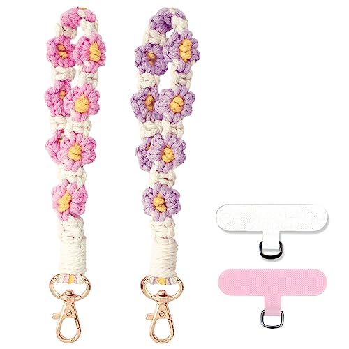 Boho Macrame Phone Wrist Strap, Cell Phone Lanyard with Tether Tab, Purple - Photo 46 sur 85