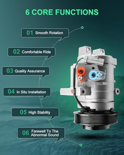 Image of SCITOO AC Compressor fit for Chrysler 300 2.7L 2006-2010 | Fast Cooling, Ultra Low Noise (≤72 dB)Air Conditioner Compressor with Clutch, Easy Installation, DW97309 10350321 639387