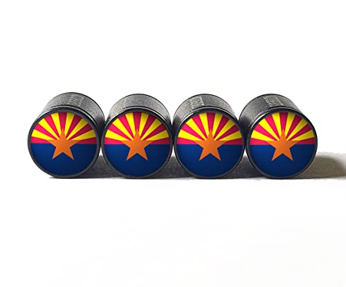 Arizona State Flag Tire Valve Caps Set of 4 Black Aluminum