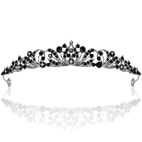 TOBATOBA Black Tiara Crowns for Women Girls Gothic Wedding Tiara Princess black Swan Costume for Wedding Prom Quinceanera Birthday Crown Halloween Hair Accessories