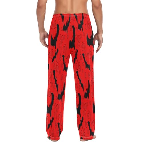 Qilmy Graffiti Black Bat Men's Cotton Pajama Pants, Lightweight Lounge Sleepwear with Drawstring and Pocket3