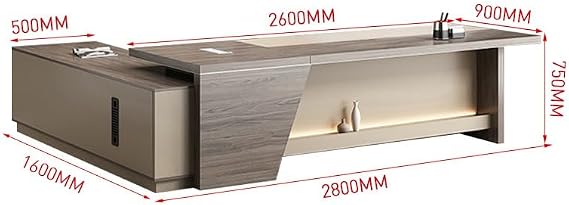 Modern Executive Desk Modern L-Shape Wood Executive Desk, Luxury Business Large Computer Desks, Home Office Writing Table Storage Shelves Work Desk Table Home Office Study Tables with Drawers and Late