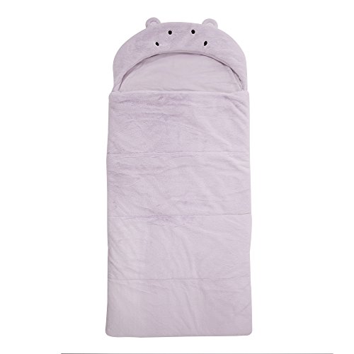 Best Home Fashion Closeout Plush Faux Fur Hooded Hippo Animal Sleeping Bag - Lavender - 27  W x 59  L - (1 Sleeping Bag)