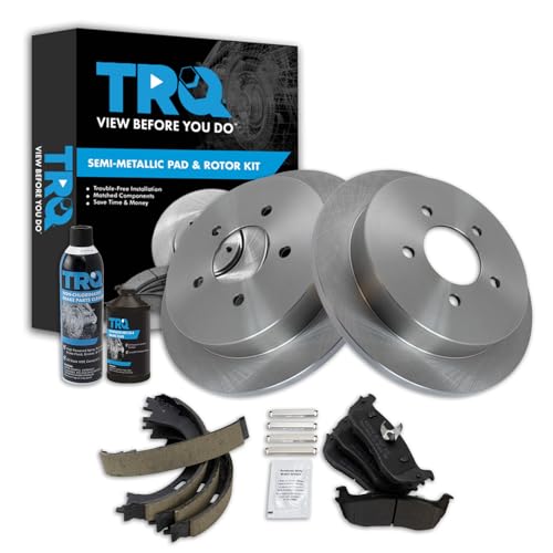 TRQ Rear Brake Pad & Rotor Kit Semi-Metallic Compatible with 1997-2002 Ford Expedition 1999-2003 F-150 2004 F-150 Heritage 2002 Lincoln Blackwood 1998-2002 Navigator