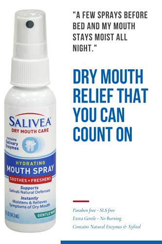 Salivea Extra Gentle Dry Mouth Spray - Soothing Mint Mouth Spray With Salivary Enzymes - Moisturizing Mouth Spray To Aid Dry Mouth - Supports Saliva's Natural Defenses - 250 Pumps (1.5Oz Bottle) #TOP2