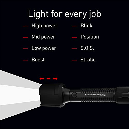 Ledlenser, P6R Work Rechargeable Flashlight, Led Light For Professional Use, Black #TOP2