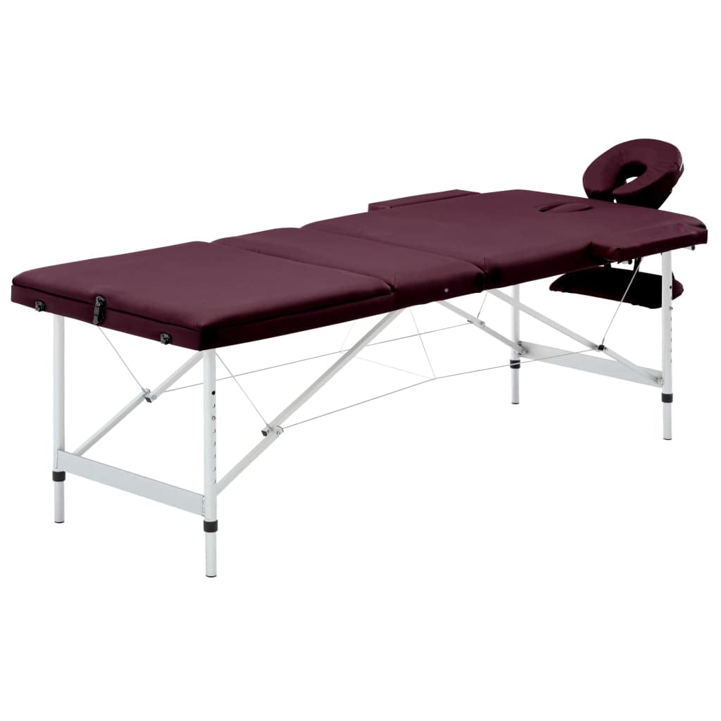Genérico Camilla de Masaje Plegable 3 Zonas Aluminio Morado Vino,Salud y Belleza,Cuidado Personal,Masaje y relajación,Mesas de masaje-110199