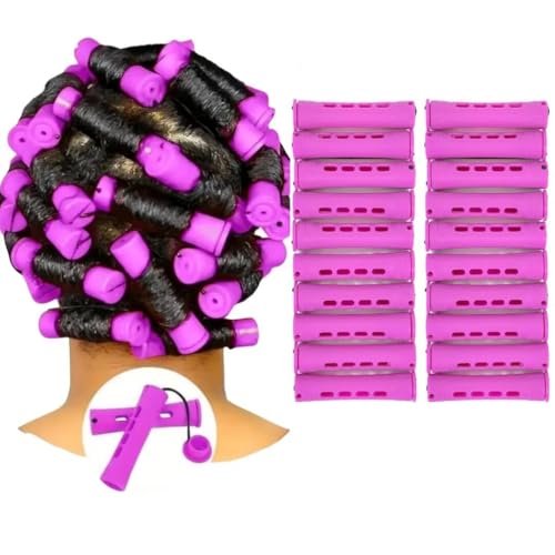 YOROSTAR 20Pcs Roxo Plástico Perm Rods Set para Cabelo Natural Cold Wave Rods Cabelo Rolos para Long