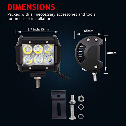 Auxtings 10 Piece 4 Inch 18W Spot Led Work Light Bar Driving Lamp For Jeep Off Road Cabin Boat Suv Truck Car Atv Vehicles Marin #TOP1