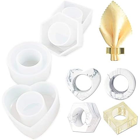 Napkin Rings Resin Mold Set of 4 Silicone Epoxy Resin Casting Mould Napkin Ring Holders DIY Resin Kit Crafts Supplies Decoration for Family Dinners Parties Thanksgiving Christmas Everyday Use Cover