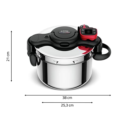 SEB Clipso Now+ Cocotte-minute® 6 L, Résultats de cuisson parfaits, Gain de temps, Ouverture facile, Minuteur intelligent, Fabriqué en France, Poignées rabattables P4900750