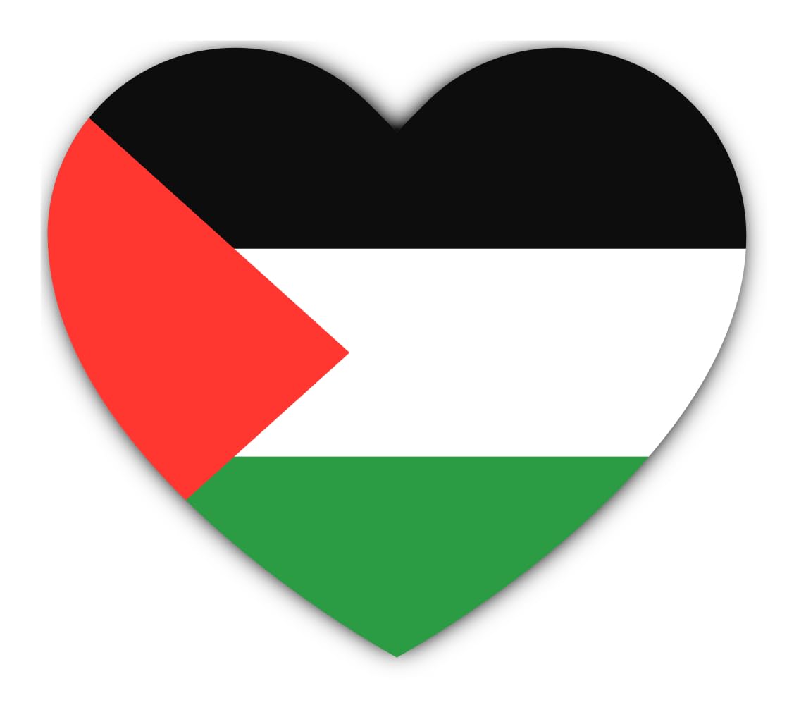 Havati Sticker: 300 Mm, 1 Piece, Vinyl Sticker, Heart Flag, Palestine, 30 Cm, Weatherproof, Car, Laptop, Window Decoration