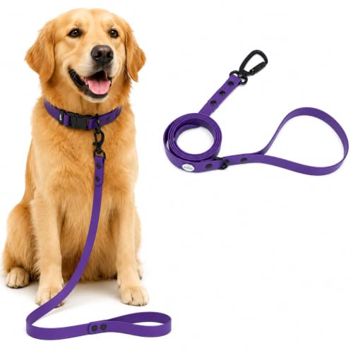 Image of Adil's Biothane Dog Leash - Waterproof Leashes for Dogs, Metal Hook, Adjustable 5ft Length Suitable for Dogs & Puppies, Ideal for Walking, Running & Training (VIOLATE)