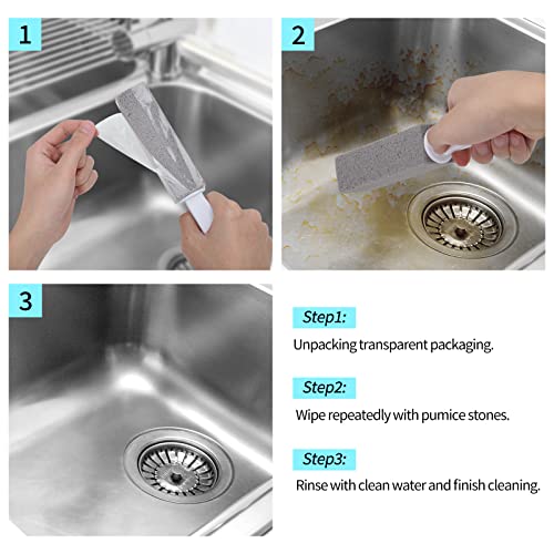 HongWay 12 Pack Pumice Stone Toilet Bowl Clean Brush with Handle,Pumice Scouring Pad Pumice Stick Cleaner for Cleaning Toilet, Bathtubs, Kitchen Sink, Grill, Household