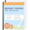 Binditek 12 Pack Clear Report Covers with Sliding Bars, 25 Sheet Capacity, 5mm Binding Bars, Letter Size, 5.5 Mil Thick, Black, for Students and Coworkers