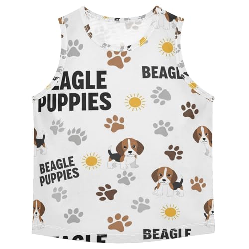 J JOYSAY Cartoon Dog Paw White Boys Tank Top Sleeveless Muscle Shirts Quick Dry Workout Sport Active Kids T-Shirts 3-15T
