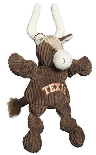 HuggleHounds Knottie Plush Dog Toy - Stuffed Animal Toy, Puppy Toys, Squeaky Dog Toy for Small, Medium & Large Dogs, Durable Plush to Keep Them Busy, Officially Licensed - Texas Longhorn, Small
