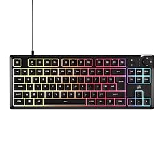 Corsair K55 CORE TKL RGB Gaming Keyboard – Tenkeyless, 8-Zone RGB, Quiet Membrane Keys, Spill Resistant, Media Keys, 1000Hz Polling – UK Layout – Black