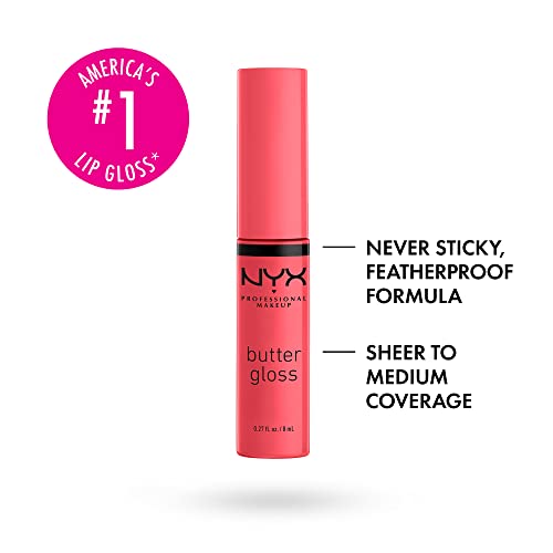 Nyx Professional Makeup Butter Gloss, Non-Sticky Lip Gloss - Sorbet (Vibrant Coral) #TOP1