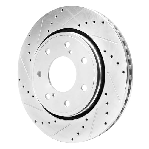 Image of Detroit Axle - Front Brake Kit for 2010 2011 2012 2013 2014 Ford F-150 | 7-Lug Drilled & Slotted Disc Brake Rotors Ceramic Brake Pads Replacement 13.78 inch inch Rotor