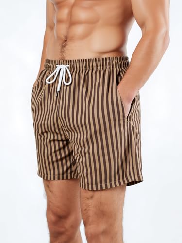 Men's Striped Swim Trunks Bathing Suits Quick Dry Board Shorts Mesh Lining Beach Swimwear with Pockets4
