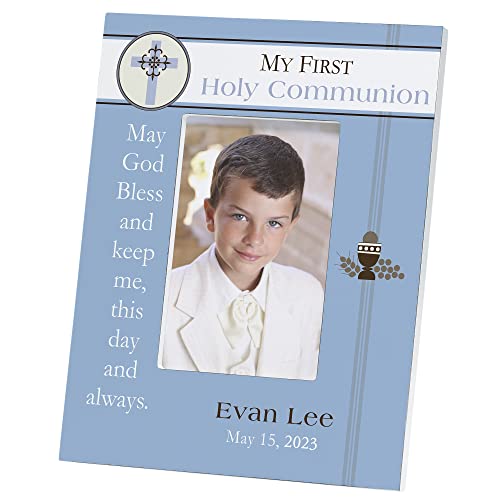 Personalization Universe Personalized First Holy Communion Picture Frame for Boys - Customizable 4x6 Vertical Display, Tabletop Frame, Holy Communion Gifts