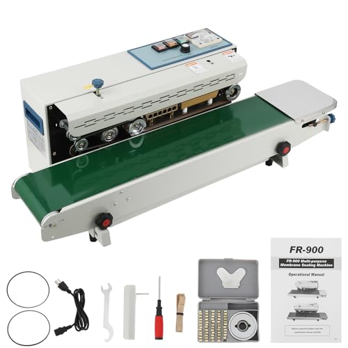 GarveeHome Continuous Band Sealer - FR-900 Automatic Horizontal Band Sealer 110V, Temperature Control, Commercial PP Aluminum Foil PVC Plastic Bag Sea