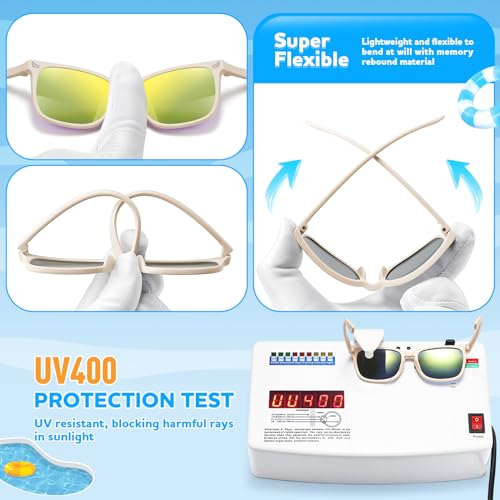 zestero Baby Infant Toddler Sunglasses with Strap for Boys Girls Age 0-24 Months, 3 Pack Flexible TPEE Rubber Frame Kids 100 UV Protection Sunglasses Newborn Shades by zestero - Used condition - Image 3