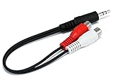 Monoprice 6inch 3.5mm Stereo Plug/2 RCA Jack Cable - Black