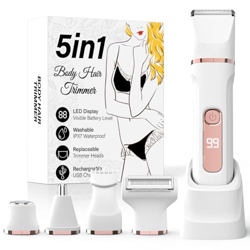 FANKRUAI Bikini Trimmer for Women 2in1 High Power Epilators Hair Removal Waterproof Electric Razors Women's Electric Razor Pubic Hair Trimmer Shaver for Women for Ladies Pubic, Face, Underarms, Legs (Pink)