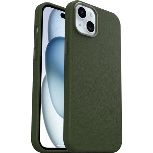 Image of OtterBox iPhone 15 Plus Symmetry Series Cactus Leather for MagSafe - Cactus Grove (Green), Snaps to MagSafe, Ultra-Sleek, Raised Edges Protect Camera & Screen