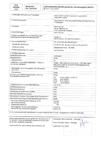 Dauerbrandofen Prity EEK A Kaminofen D mit 15 kW Nennleistung